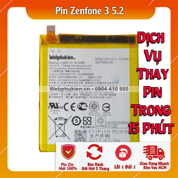 Pin Asus Zenfone 3 5.2 Z017D ZE520KL (C11P1601) - 2650mAh 